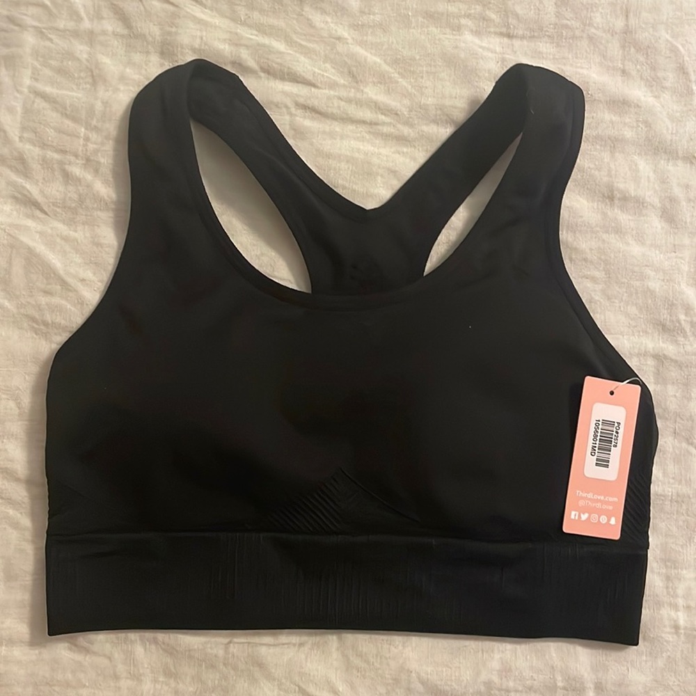 ThirdLove Flex Seamless Racerback Sports Bra, black medium NWT